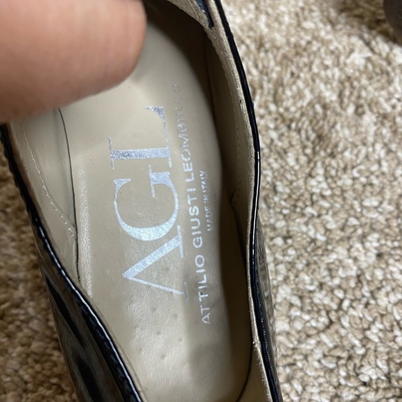 AGL black patent Leather Leombruni Pointy toe lace up Oxfords - Picture 4 of 7